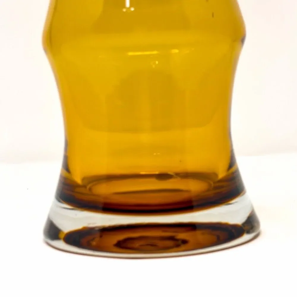 Large Vintage Amber Glass Bamboo Vase Poland 16” Mid Century Modern MCM